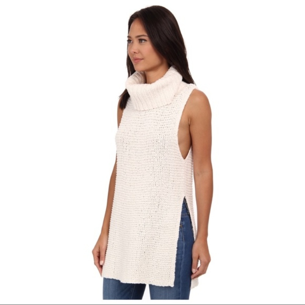 Free People Ivory Sleeveless Cowl Neck Sweater